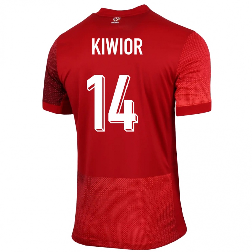 Vaikiškas Lenkija Jakub Kiwior #14 Raudona Išvykos Marškinėliai 24-26 T-Shirt