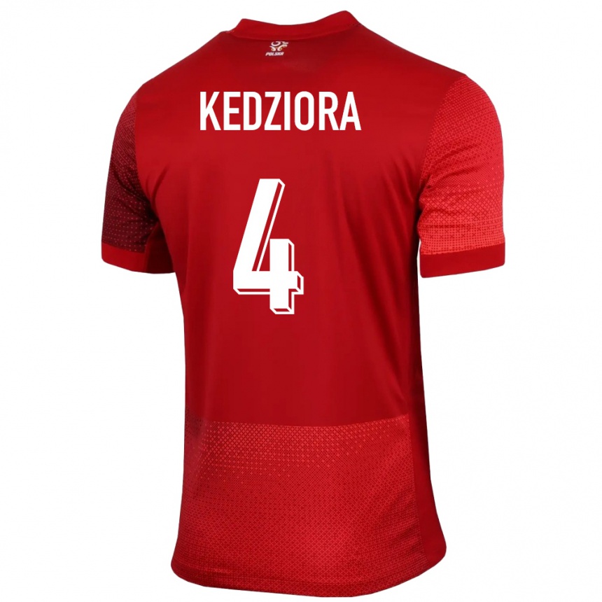 Vaikiškas Lenkija Tomasz Kedziora #4 Raudona Išvykos Marškinėliai 24-26 T-Shirt