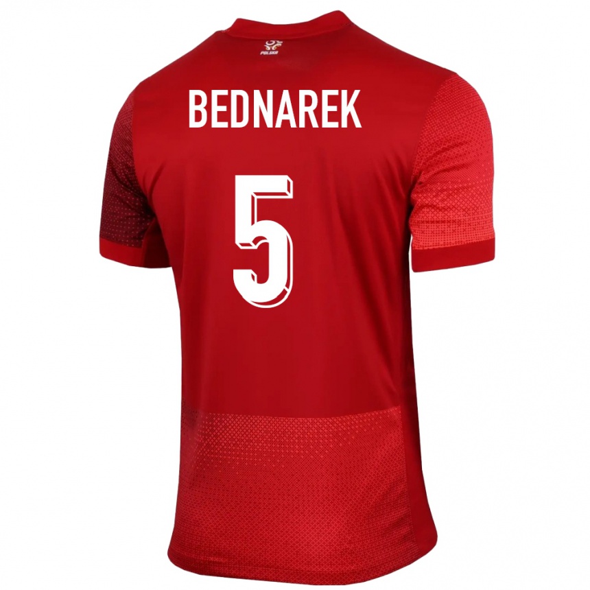 Vaikiškas Lenkija Jan Bednarek #5 Raudona Išvykos Marškinėliai 24-26 T-Shirt