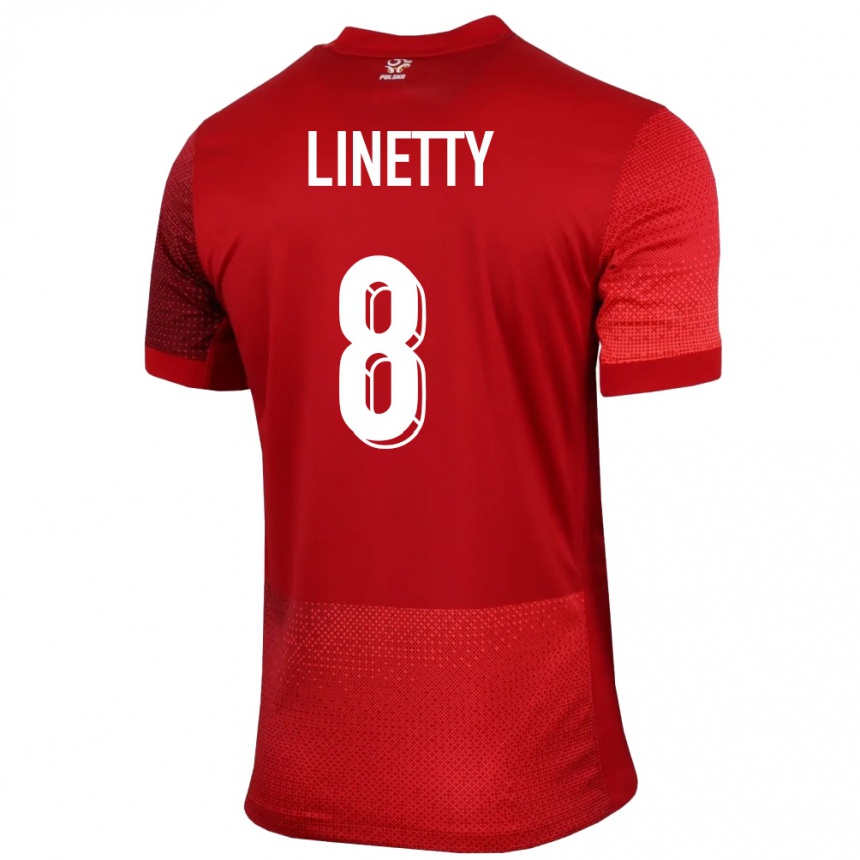 Vaikiškas Lenkija Karol Linetty #8 Raudona Išvykos Marškinėliai 24-26 T-Shirt