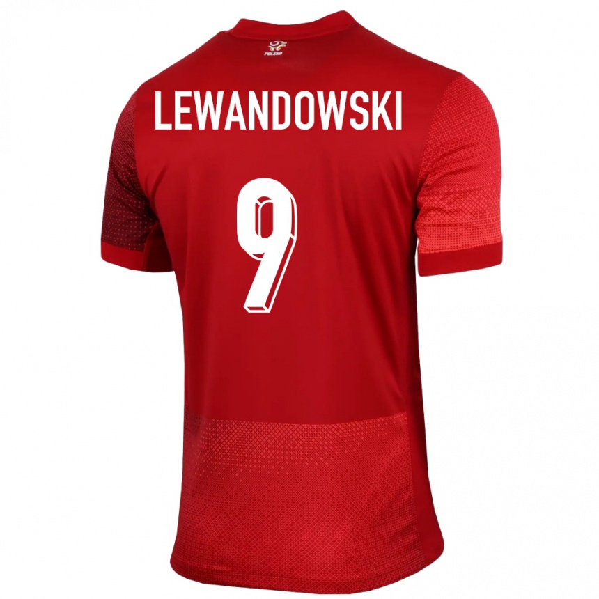 Vaikiškas Lenkija Robert Lewandowski #9 Raudona Išvykos Marškinėliai 24-26 T-Shirt