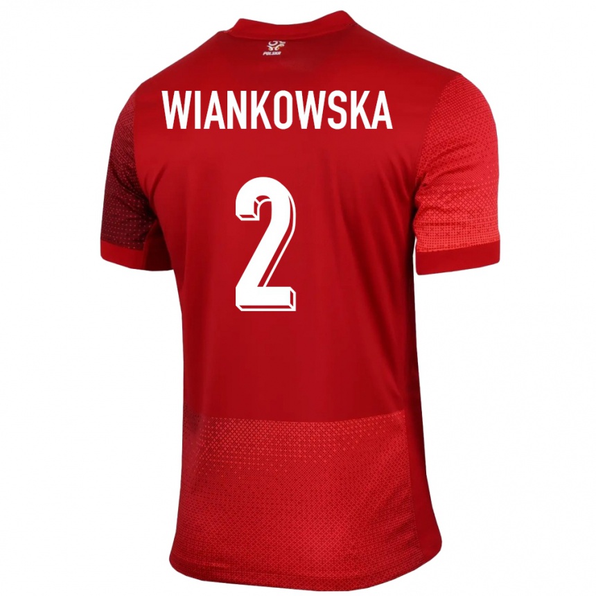 Vaikiškas Lenkija Martyna Wiankowska #2 Raudona Išvykos Marškinėliai 24-26 T-Shirt