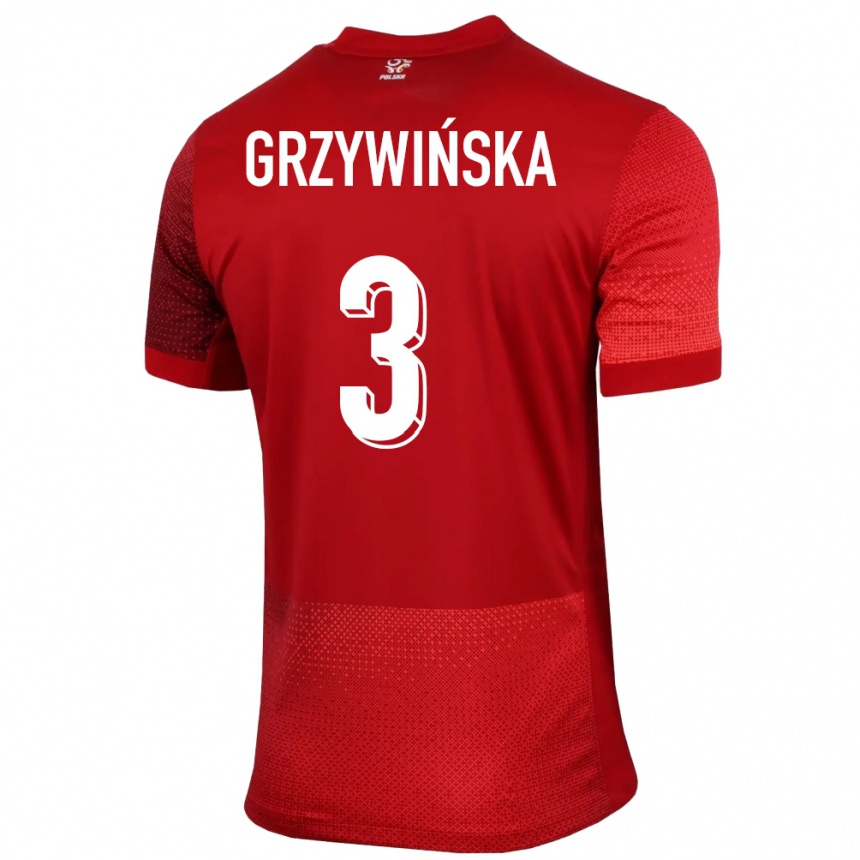 Vaikiškas Lenkija Gabriela Grzywinska #3 Raudona Išvykos Marškinėliai 24-26 T-Shirt