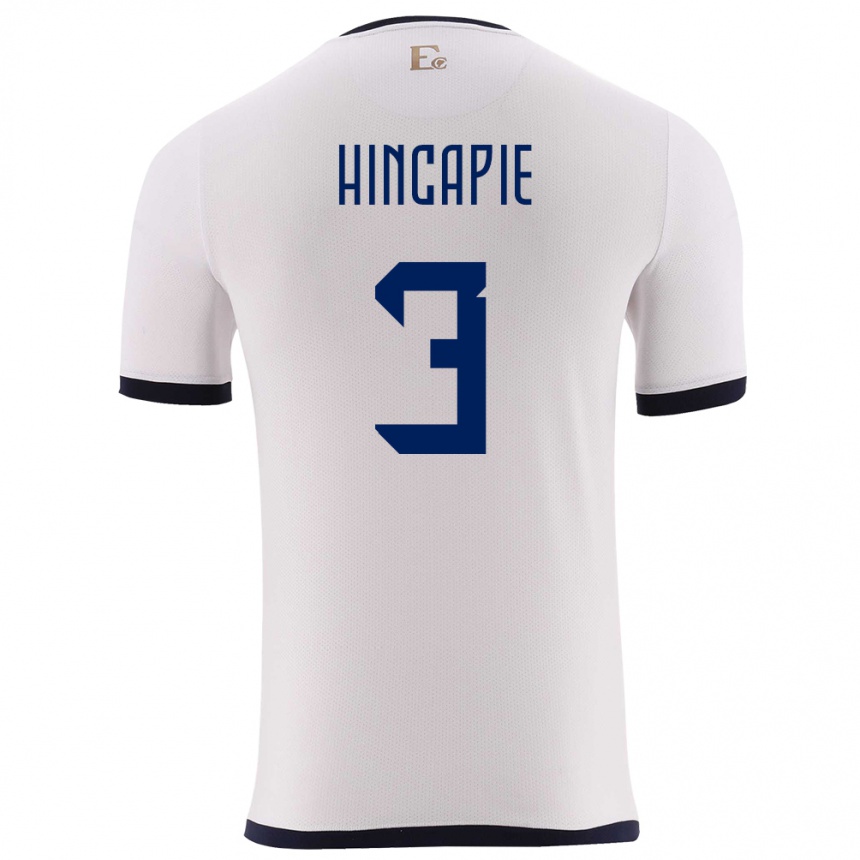 Vaikiškas Ekvadoras Piero Hincapie #3 Baltas Išvykos Marškinėliai 24-26 T-Shirt