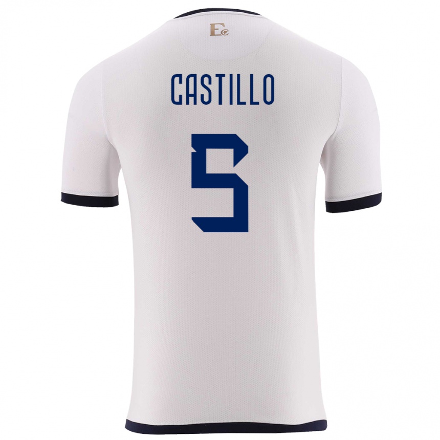 Vaikiškas Ekvadoras Denil Castillo #5 Baltas Išvykos Marškinėliai 24-26 T-Shirt