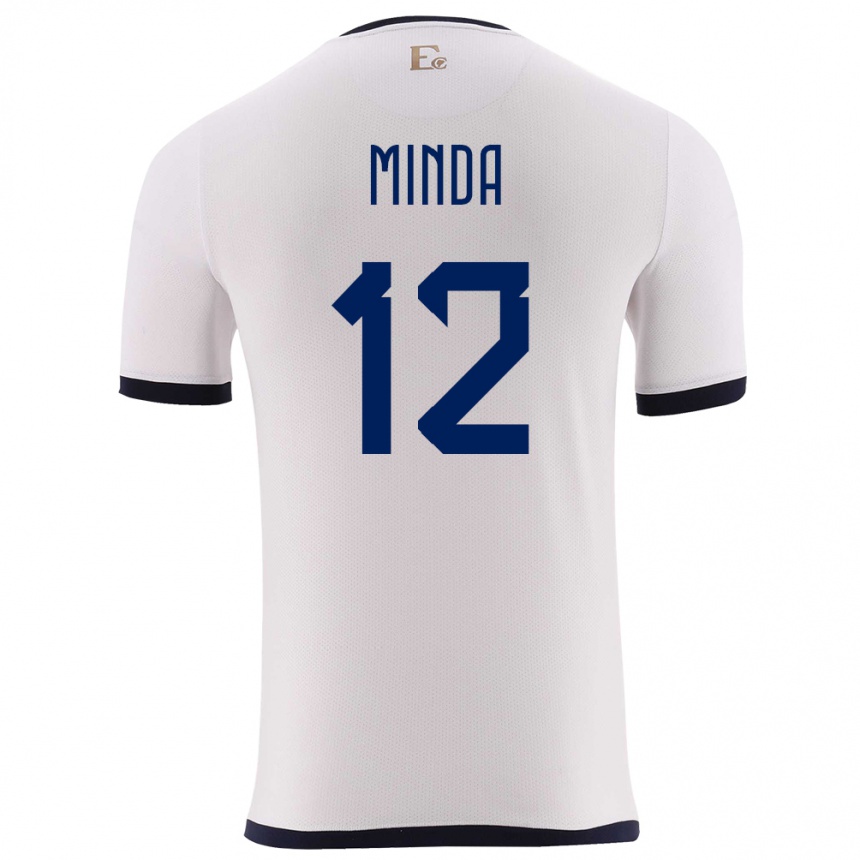 Vaikiškas Ekvadoras Ethan Minda #12 Baltas Išvykos Marškinėliai 24-26 T-Shirt