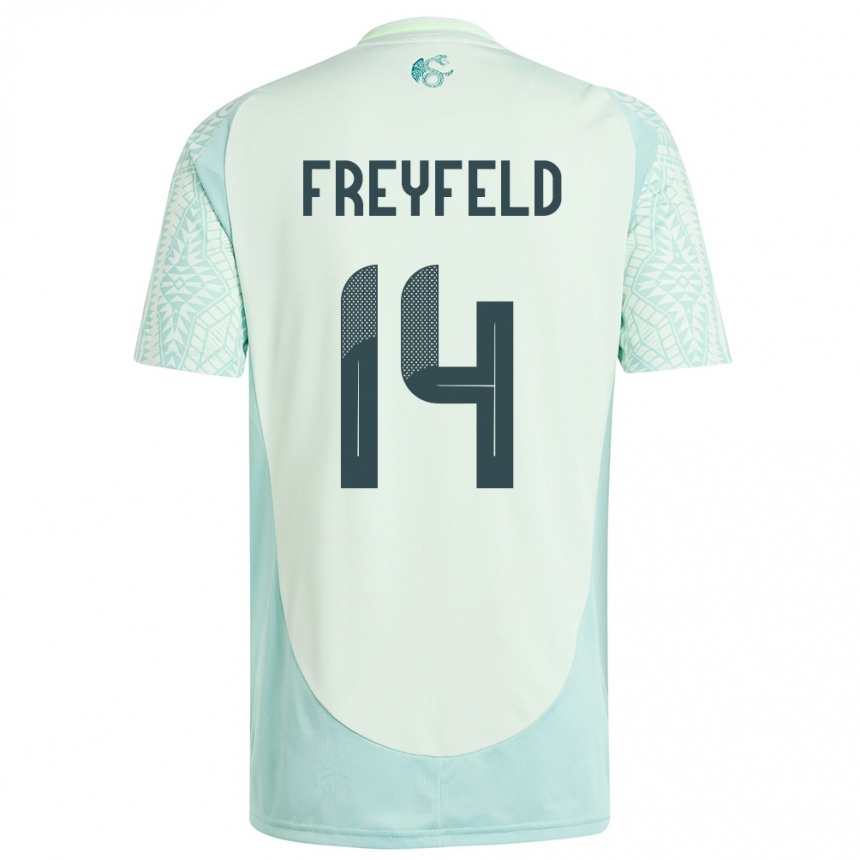 Vaikiškas Meksika Emiliano Freyfeld #14 Lininė Žalia Išvykos Marškinėliai 24-26 T-Shirt