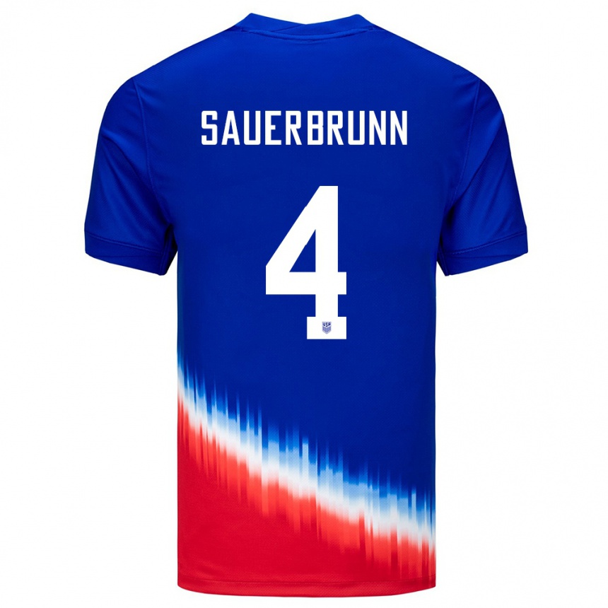 Vaikiškas Jungtinės Valstijos Becky Sauerbrunn #4 Mėlyna Išvykos Marškinėliai 24-26 T-Shirt