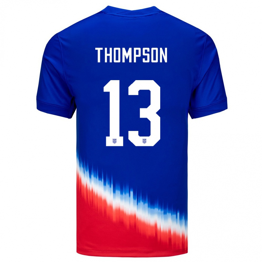 Vaikiškas Jungtinės Valstijos Alyssa Thompson #13 Mėlyna Išvykos Marškinėliai 24-26 T-Shirt