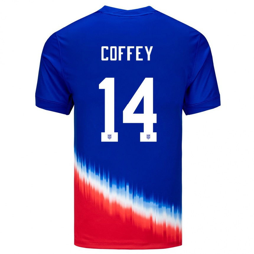 Vaikiškas Jungtinės Valstijos Sam Coffey #14 Mėlyna Išvykos Marškinėliai 24-26 T-Shirt