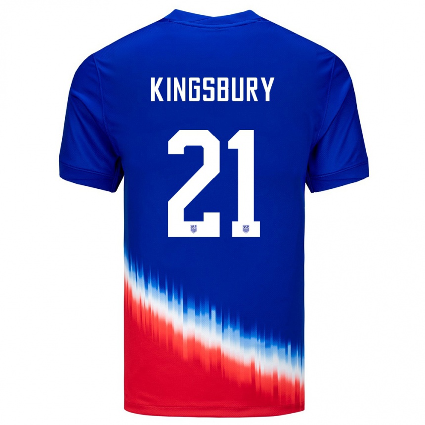 Vaikiškas Jungtinės Valstijos Aubrey Kingsbury #21 Mėlyna Išvykos Marškinėliai 24-26 T-Shirt