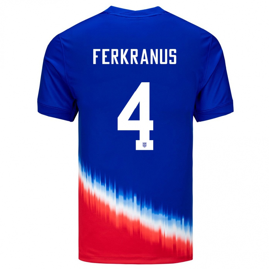 Vaikiškas Jungtinės Valstijos Marcus Ferkranus #4 Mėlyna Išvykos Marškinėliai 24-26 T-Shirt