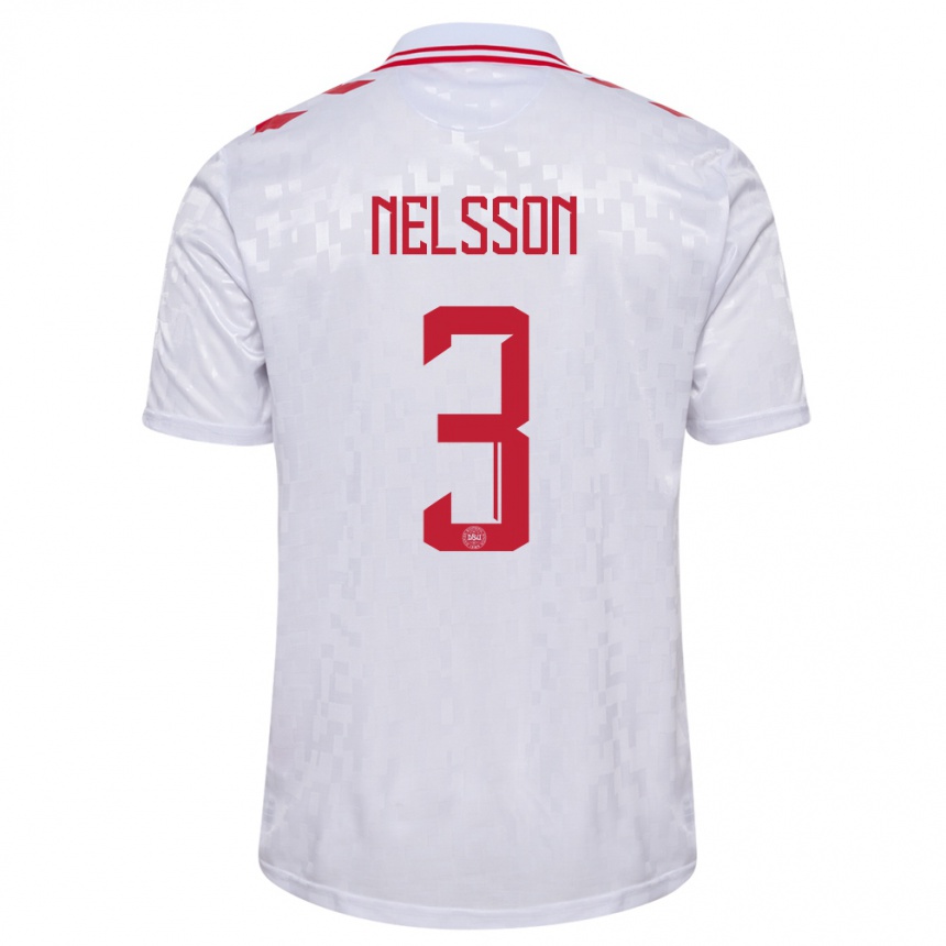 Vaikiškas Danija Victor Nelsson #3 Baltas Išvykos Marškinėliai 24-26 T-Shirt