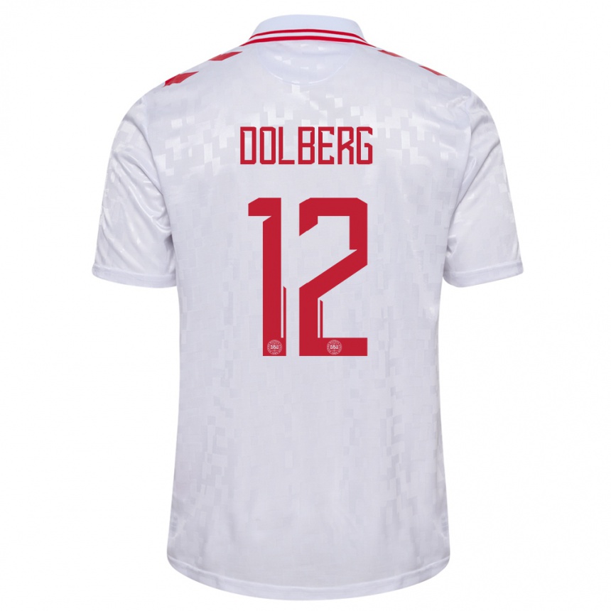 Vaikiškas Danija Kasper Dolberg #12 Baltas Išvykos Marškinėliai 24-26 T-Shirt