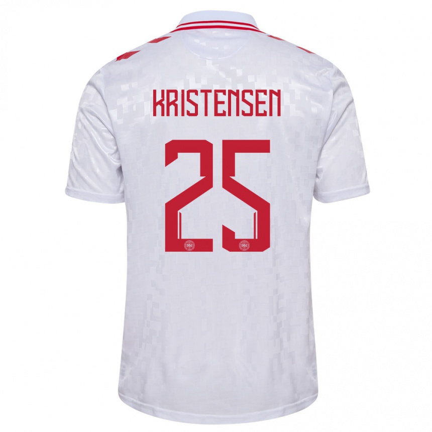 Vaikiškas Danija Rasmus Kristensen #25 Baltas Išvykos Marškinėliai 24-26 T-Shirt