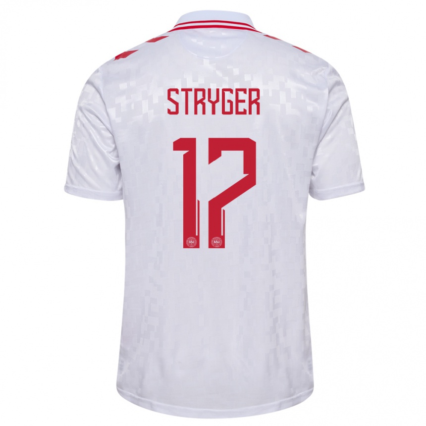 Vaikiškas Danija Jens Stryger Larsen #17 Baltas Išvykos Marškinėliai 24-26 T-Shirt