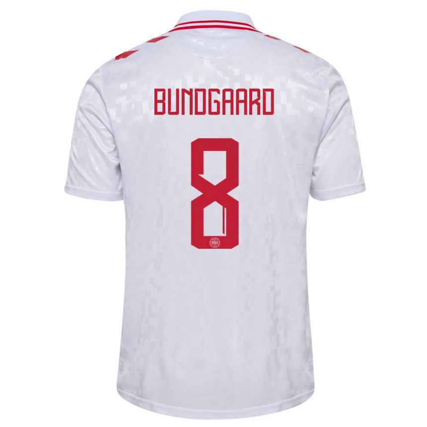 Vaikiškas Danija Filip Bundgaard #8 Baltas Išvykos Marškinėliai 24-26 T-Shirt