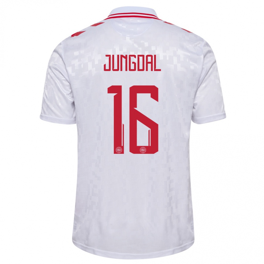 Vaikiškas Danija Andreas Jungdal #16 Baltas Išvykos Marškinėliai 24-26 T-Shirt