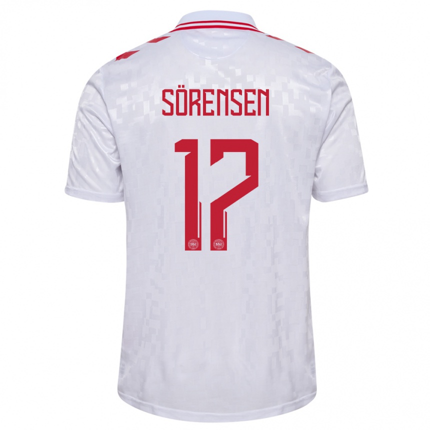 Vaikiškas Danija Oliver Sörensen #17 Baltas Išvykos Marškinėliai 24-26 T-Shirt