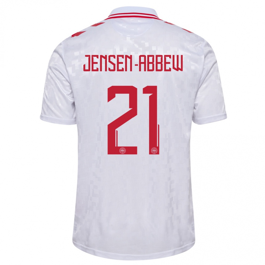 Vaikiškas Danija Jonas Jensen-Abbew #21 Baltas Išvykos Marškinėliai 24-26 T-Shirt