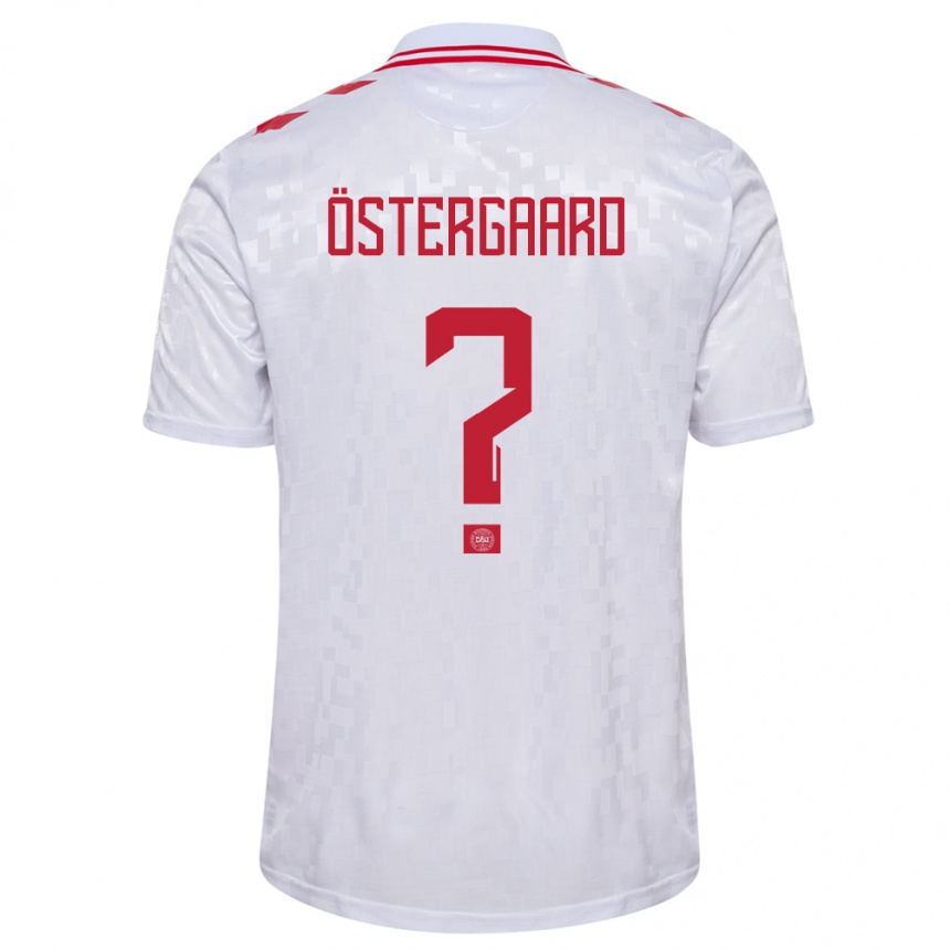 Vaikiškas Danija Christian Östergaard #0 Baltas Išvykos Marškinėliai 24-26 T-Shirt