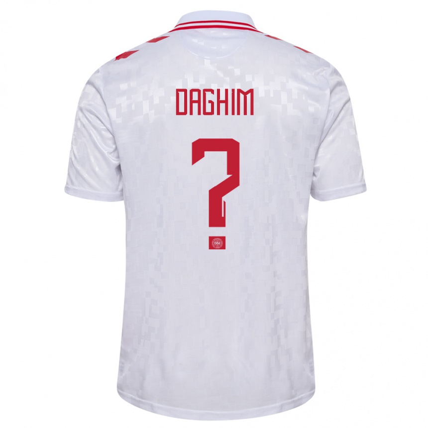 Vaikiškas Danija Adam Daghim #0 Baltas Išvykos Marškinėliai 24-26 T-Shirt