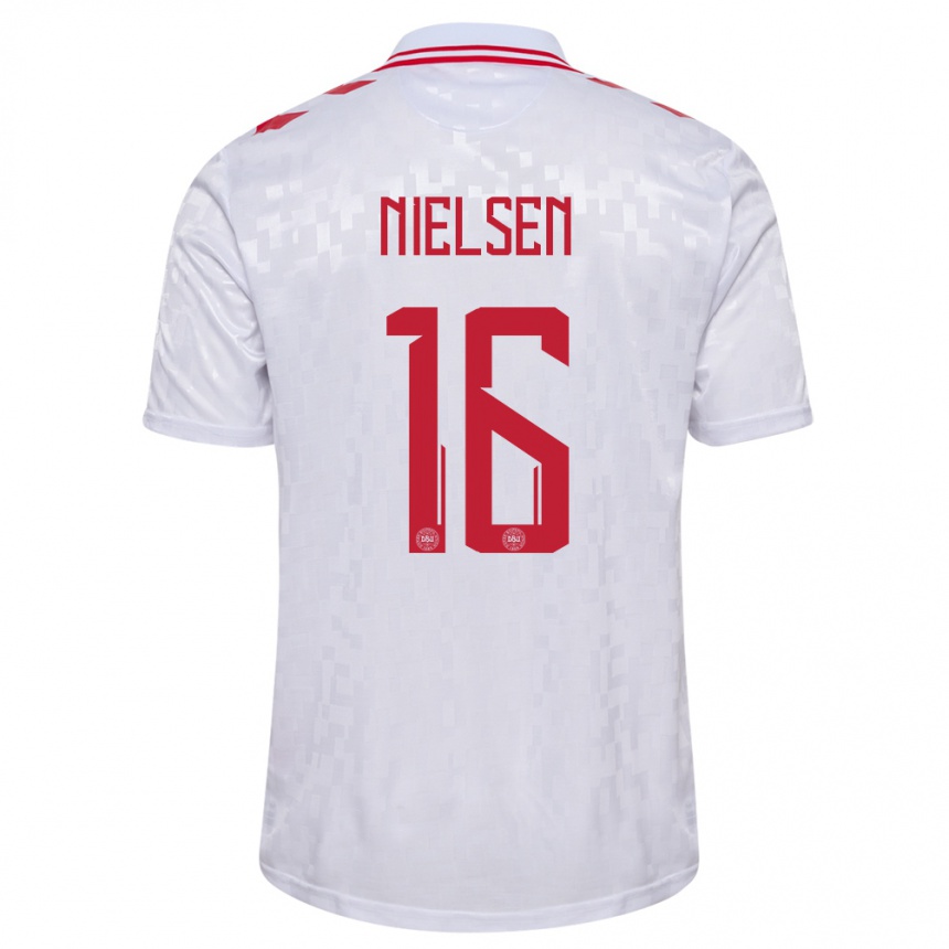 Vaikiškas Danija Magnus Nielsen #16 Baltas Išvykos Marškinėliai 24-26 T-Shirt