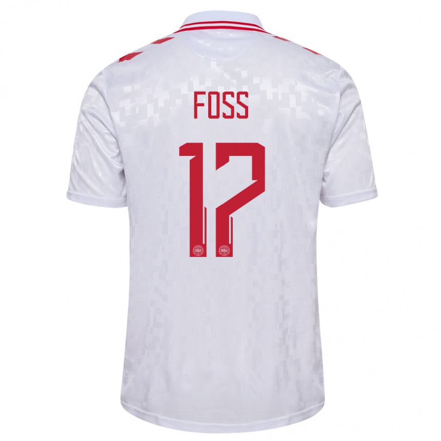 Vaikiškas Danija Jonathan Foss #17 Baltas Išvykos Marškinėliai 24-26 T-Shirt