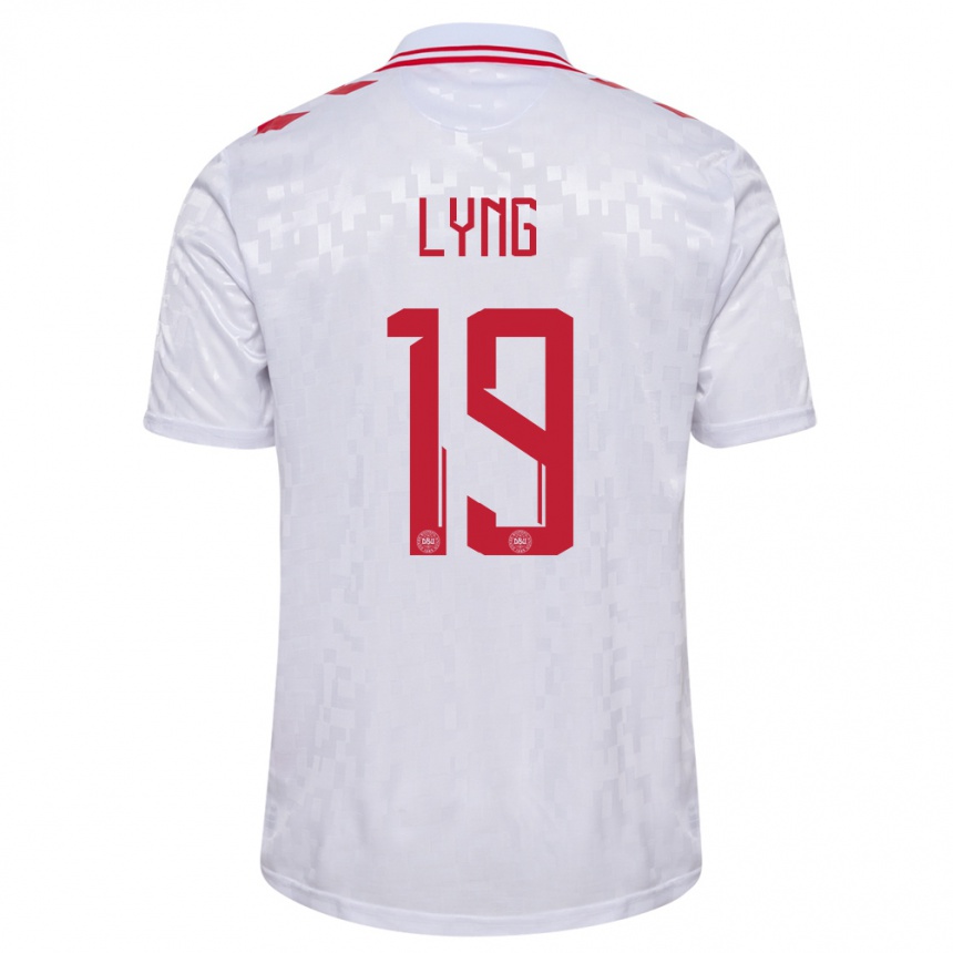 Vaikiškas Danija Alexander Lyng #19 Baltas Išvykos Marškinėliai 24-26 T-Shirt