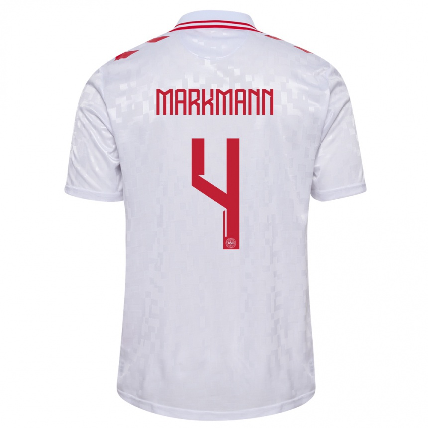 Vaikiškas Danija Noah Markmann #4 Baltas Išvykos Marškinėliai 24-26 T-Shirt