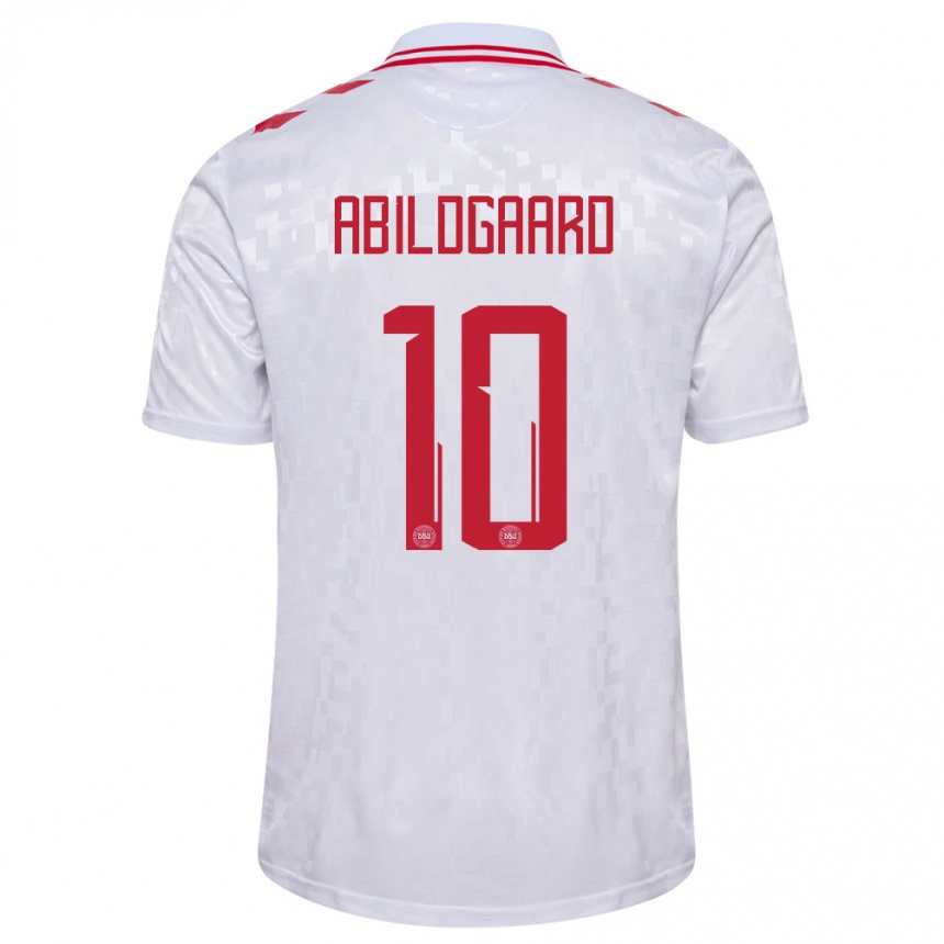 Vaikiškas Danija Lasse Abildgaard #10 Baltas Išvykos Marškinėliai 24-26 T-Shirt