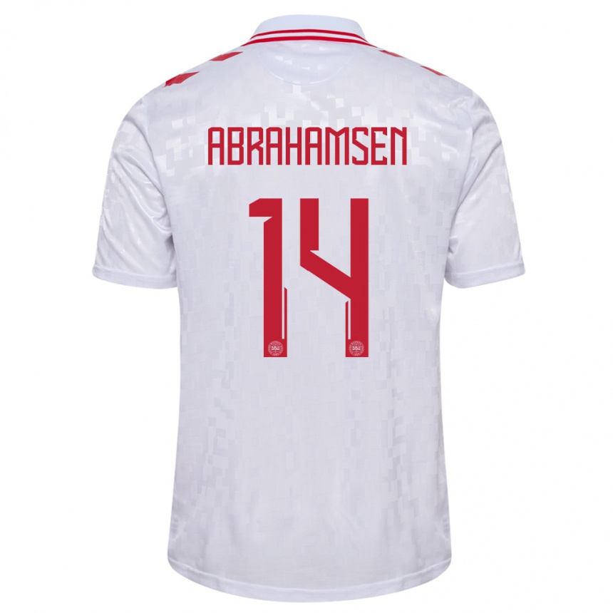 Vaikiškas Danija Mads Abrahamsen #14 Baltas Išvykos Marškinėliai 24-26 T-Shirt