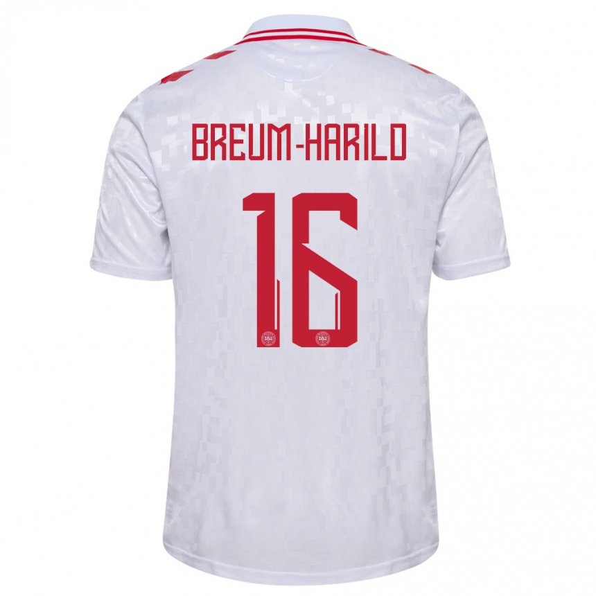 Vaikiškas Danija Tobias Breum-Harild #16 Baltas Išvykos Marškinėliai 24-26 T-Shirt