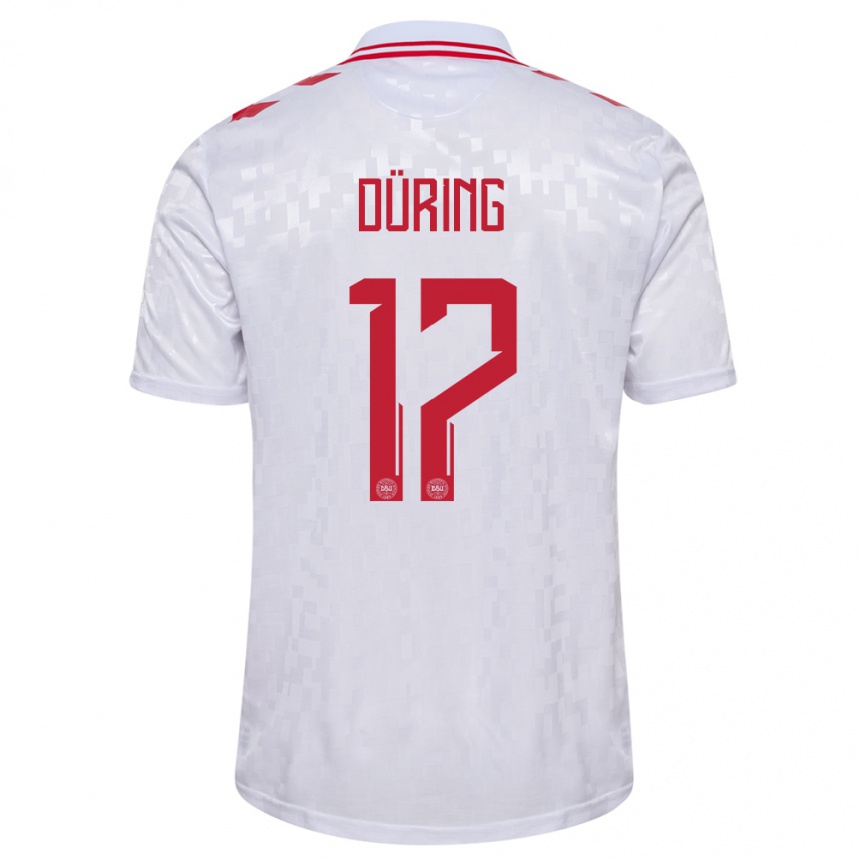 Vaikiškas Danija Rasmus Düring #17 Baltas Išvykos Marškinėliai 24-26 T-Shirt