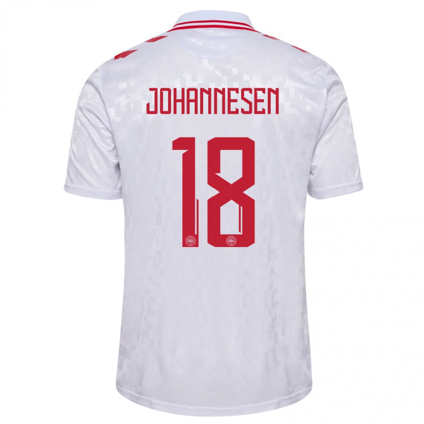 Vaikiškas Danija Sofus Johannesen #18 Baltas Išvykos Marškinėliai 24-26 T-Shirt