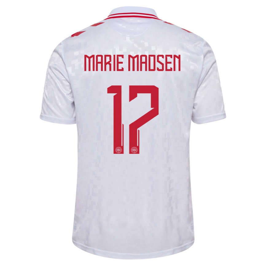 Vaikiškas Danija Rikke Marie Madsen #17 Baltas Išvykos Marškinėliai 24-26 T-Shirt