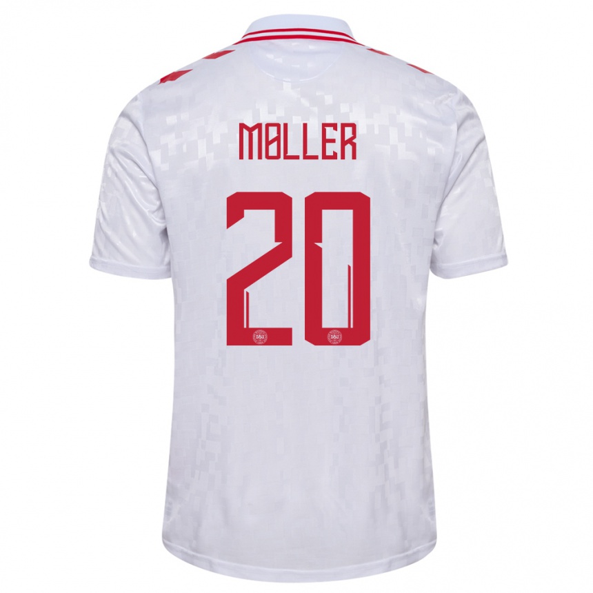 Vaikiškas Danija Caroline Moller #20 Baltas Išvykos Marškinėliai 24-26 T-Shirt