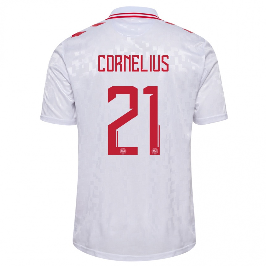 Vaikiškas Danija Andreas Cornelius #21 Baltas Išvykos Marškinėliai 24-26 T-Shirt