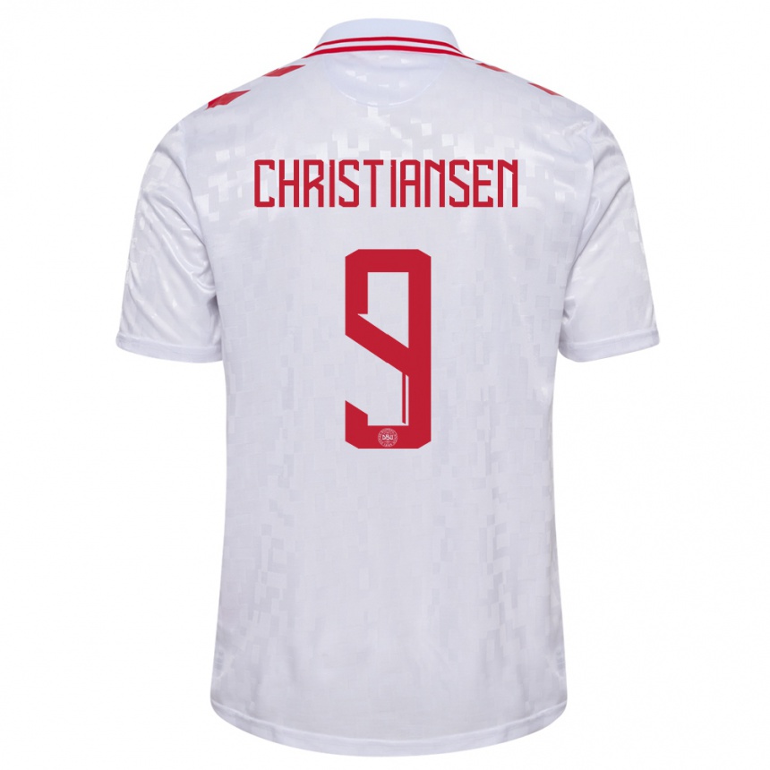 Vaikiškas Danija Nanna Christiansen #9 Baltas Išvykos Marškinėliai 24-26 T-Shirt