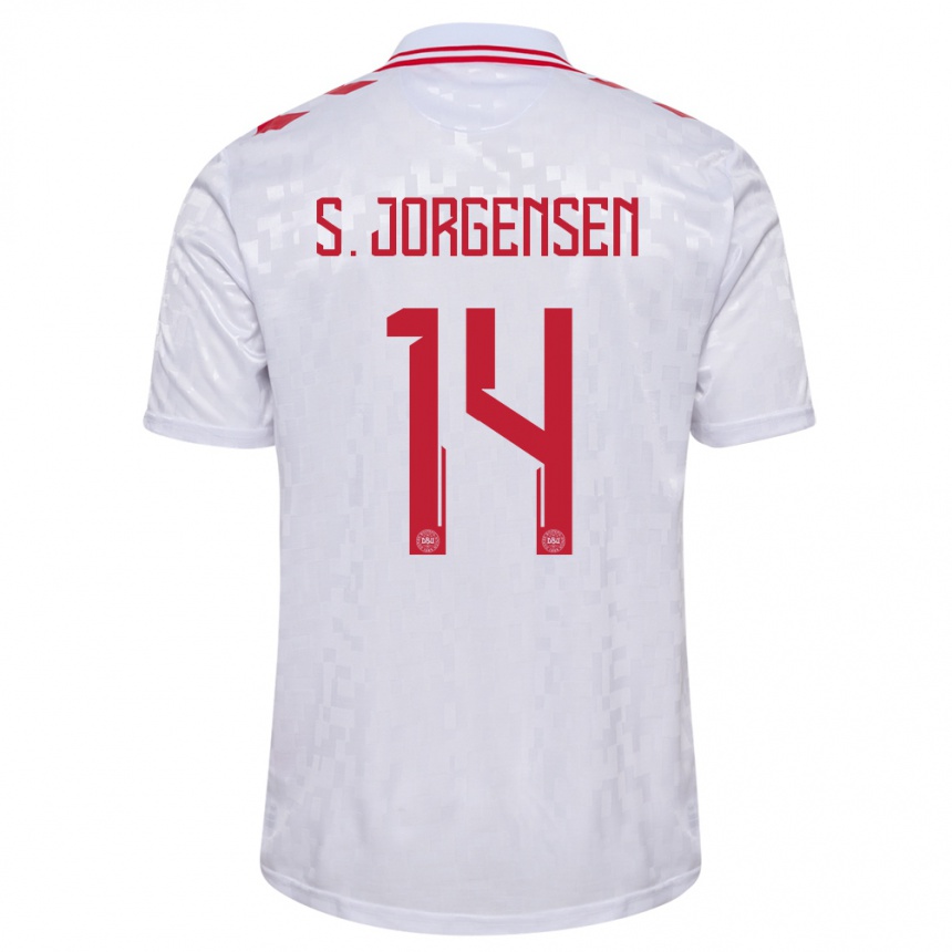 Vaikiškas Danija Sebastian Jorgensen #14 Baltas Išvykos Marškinėliai 24-26 T-Shirt