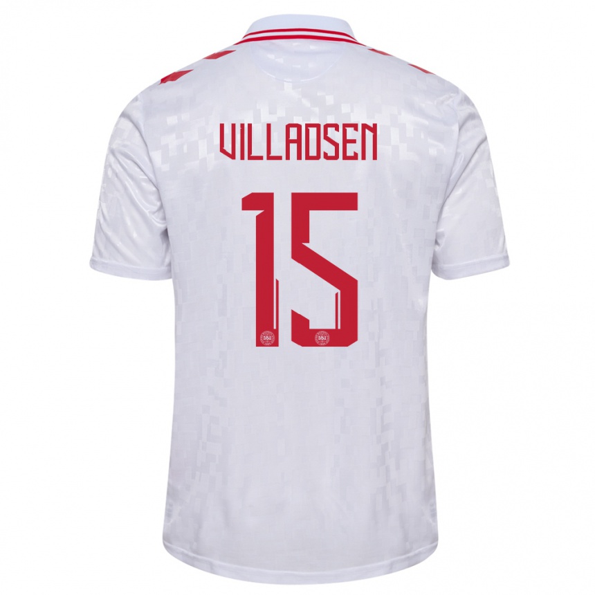 Vaikiškas Danija Oliver Villadsen #15 Baltas Išvykos Marškinėliai 24-26 T-Shirt