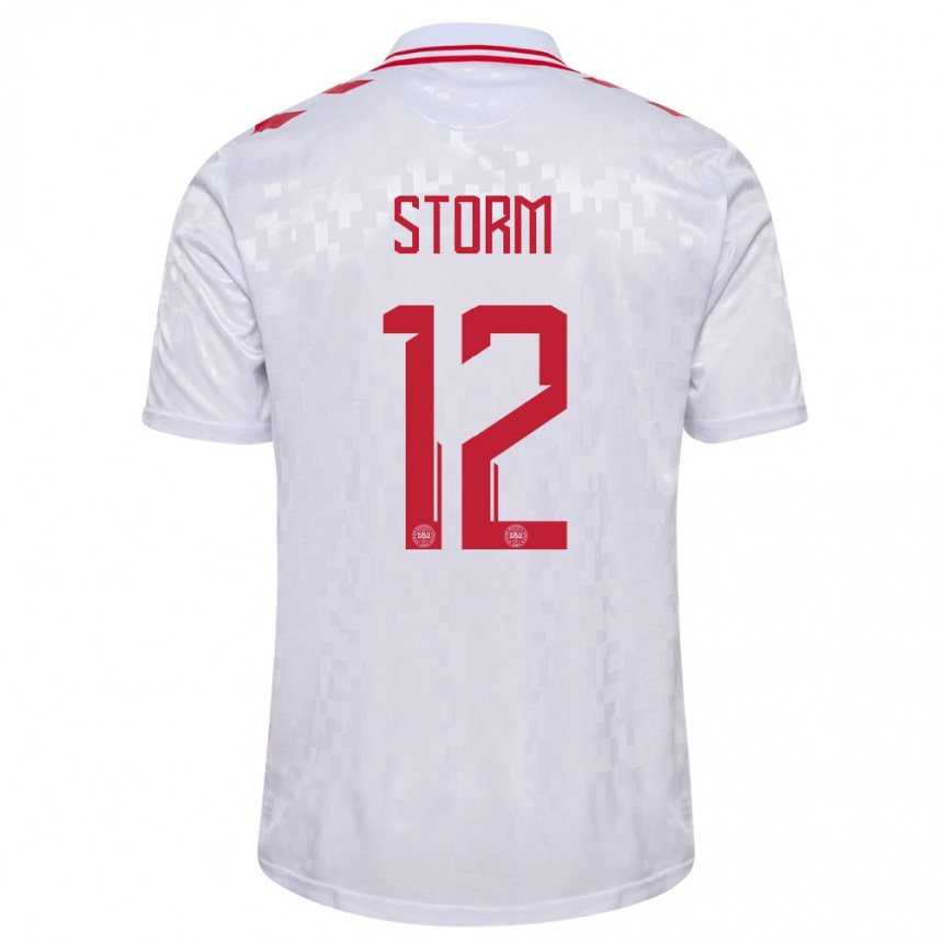 Vaikiškas Danija Tobias Storm #12 Baltas Išvykos Marškinėliai 24-26 T-Shirt