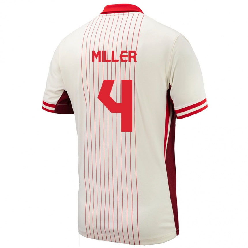 Vaikiškas Kanada Kamal Miller #4 Baltas Išvykos Marškinėliai 24-26 T-Shirt