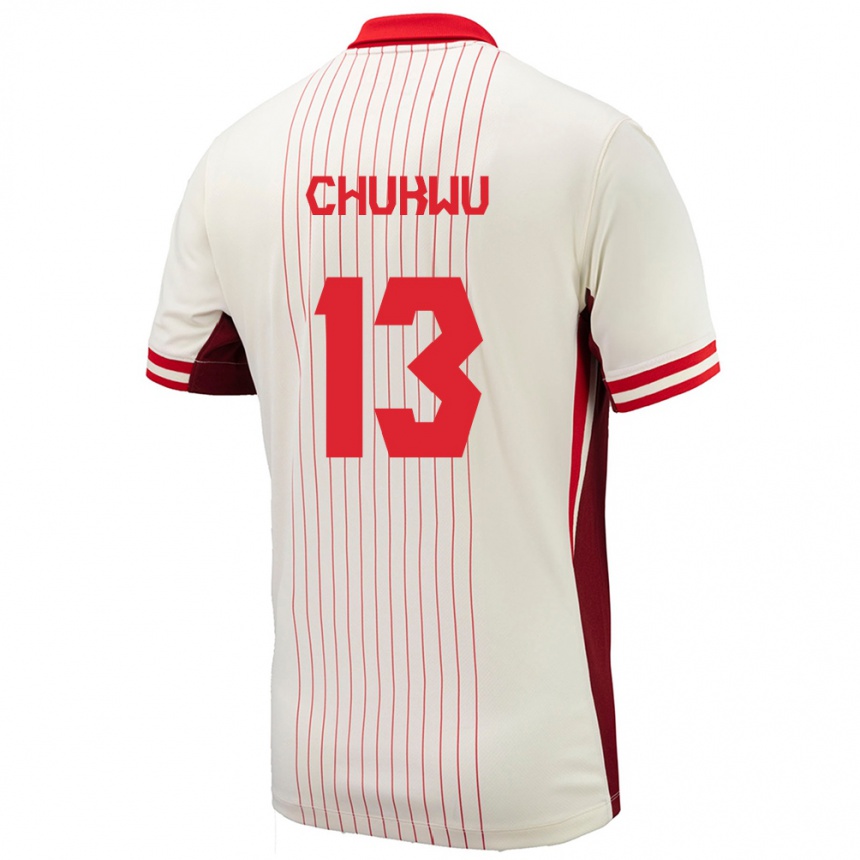 Vaikiškas Kanada Richard Chukwu #13 Baltas Išvykos Marškinėliai 24-26 T-Shirt