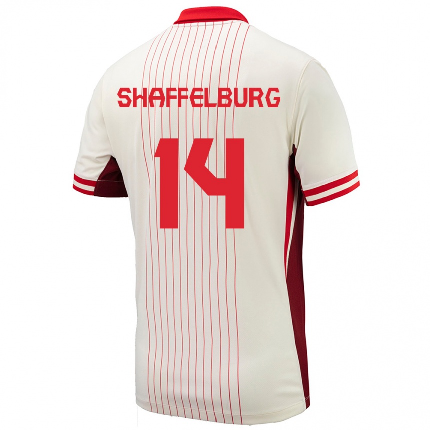 Vaikiškas Kanada Jacob Shaffelburg #14 Baltas Išvykos Marškinėliai 24-26 T-Shirt