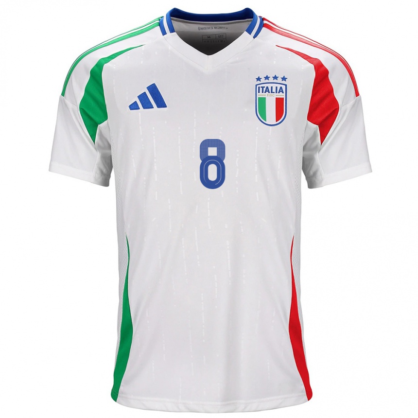 Vaikiškas Italija Jorginho #8 Baltas Išvykos Marškinėliai 24-26 T-Shirt