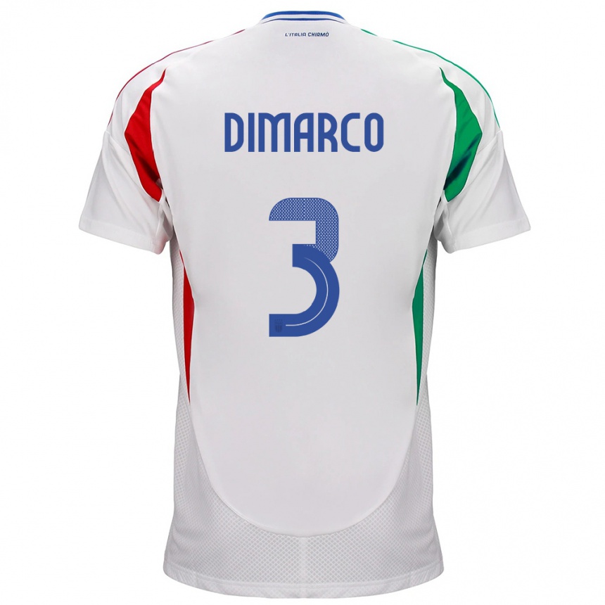 Vaikiškas Italija Federico Dimarco #3 Baltas Išvykos Marškinėliai 24-26 T-Shirt