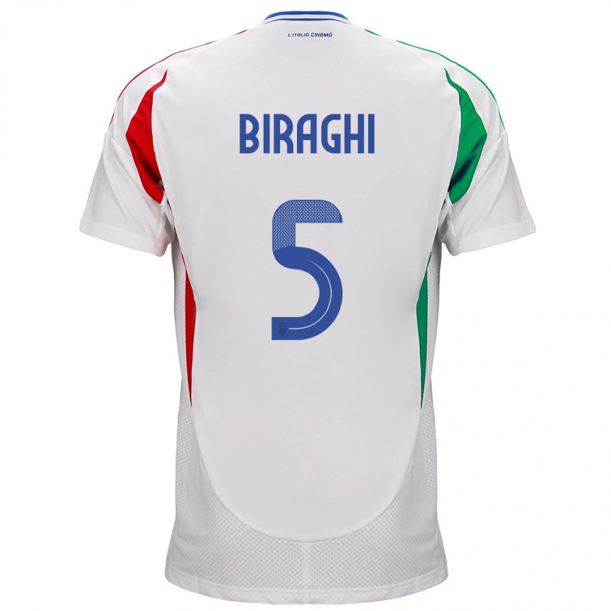 Vaikiškas Italija Cristiano Biraghi #5 Baltas Išvykos Marškinėliai 24-26 T-Shirt