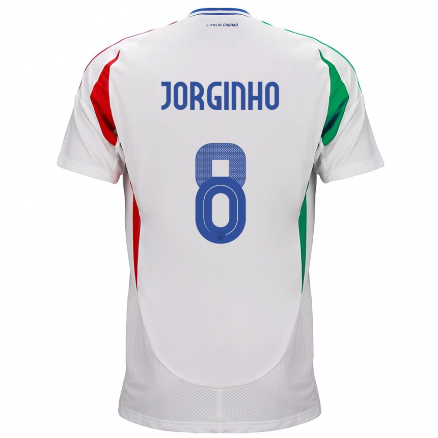 Vaikiškas Italija Jorginho #8 Baltas Išvykos Marškinėliai 24-26 T-Shirt