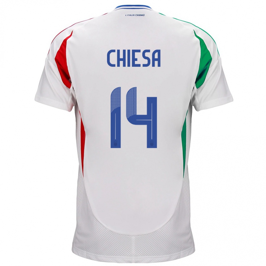 Vaikiškas Italija Federico Chiesa #14 Baltas Išvykos Marškinėliai 24-26 T-Shirt